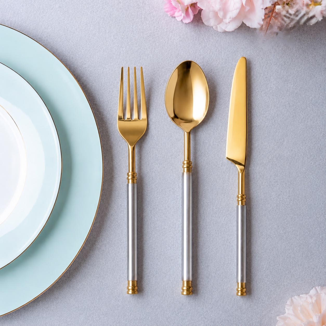 Two-Tone Gold & Silver Cutlery Set AH-181 Moradabad